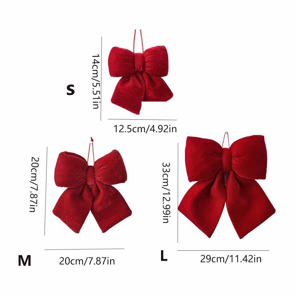 Vintage Christmas Red Bowknot Pendant Flannelette Bowknot Hanging Pendant  Christmas Party Supplies