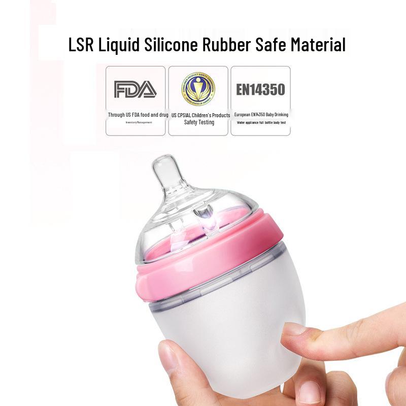 Kemei Siliconen Brede Hals Anti-Kramp Babyfles met Rietje, Borstvoeding Imitatie, Valbestendig Speen Artifact