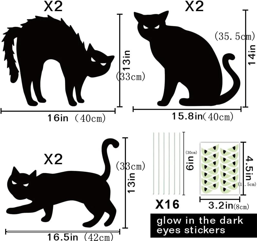 Halloween Yard Sign, 4/6PCS Reflective Black Cat Halloween Decoration Outdoor, Scary Family Home Front Yard Sign, Plastic Decora