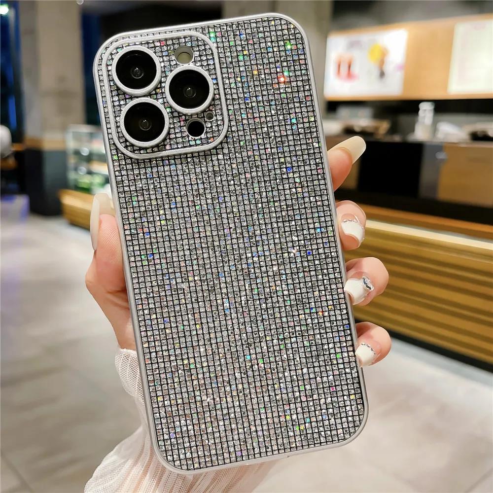 Hight End Black Bling Glitter Noble Case For For Iphone 1 14 13 12 Pro Max 11 Lens Film Protection Soft TPU Shockproof Cover