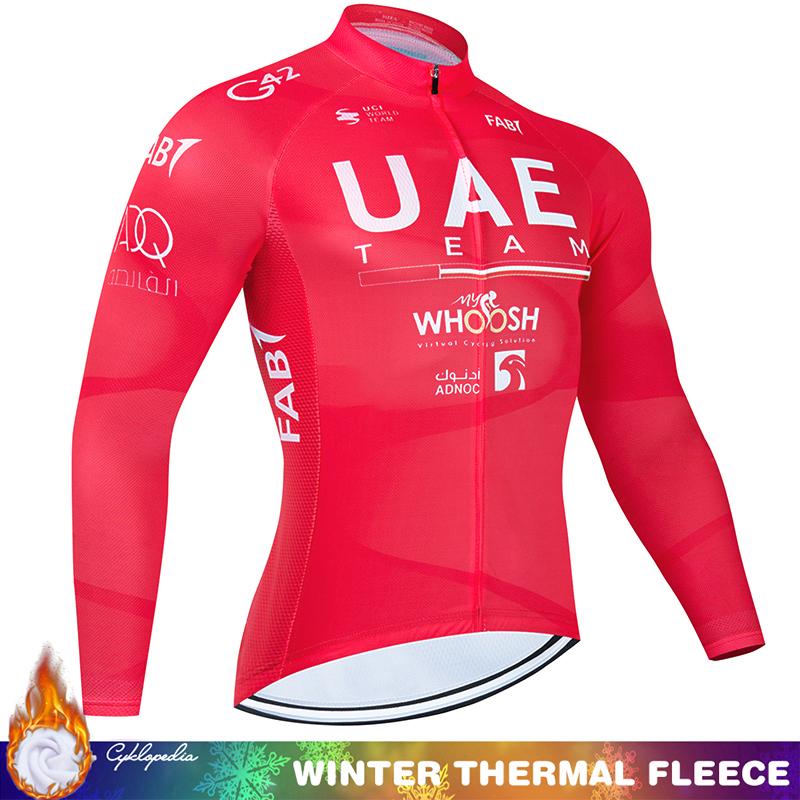 Cycling Clothing Man Bicycle Jerseys Men Sportswear Set UAE Winter Bike Jacket Thermal Fleece Jersey Men's Blouse Mtb Bib Suit
