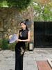 2026 High-End Black Qipao: Slim, Retro-Style Dress for Summer Engagements