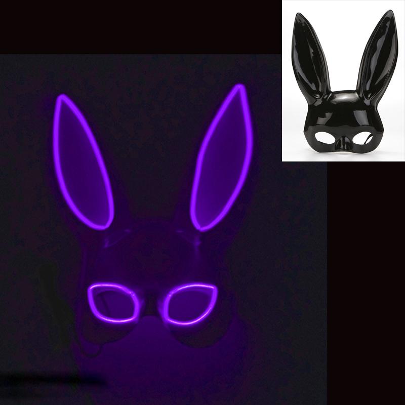 Neuheit Bunte Leuchtende Hasenmaske leuchtende Bunny Girl Maske sexy Nachtclub Kellner Maske für Halloween Leuchtende Cosplay Requisiten