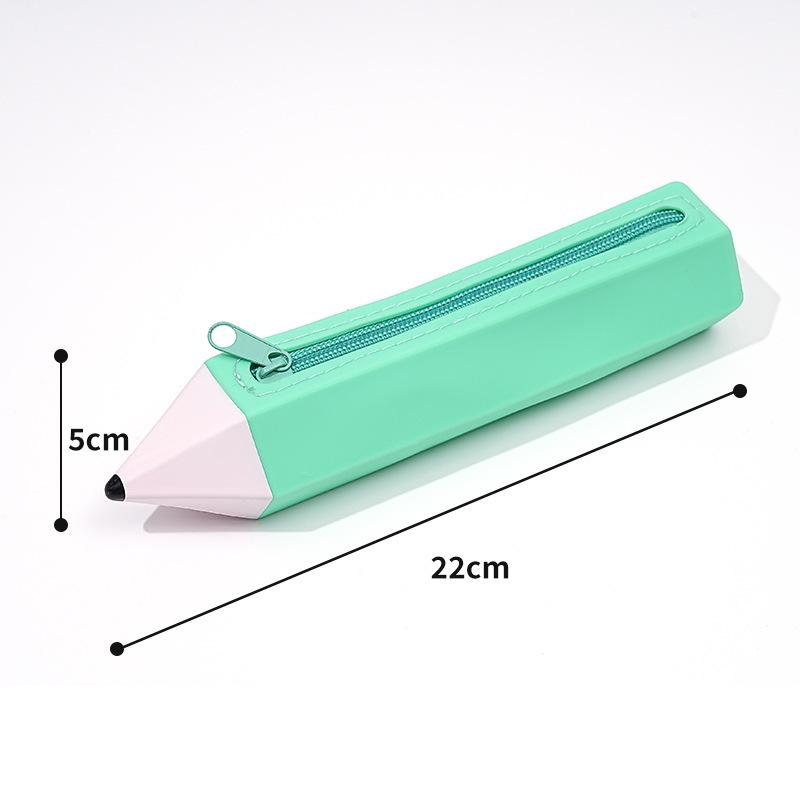 Bview Art Cartoon Soft Silicone Pencil Shaped Pencil Case Novelty Pencil Holder Makeup Bag, School Office Supplies