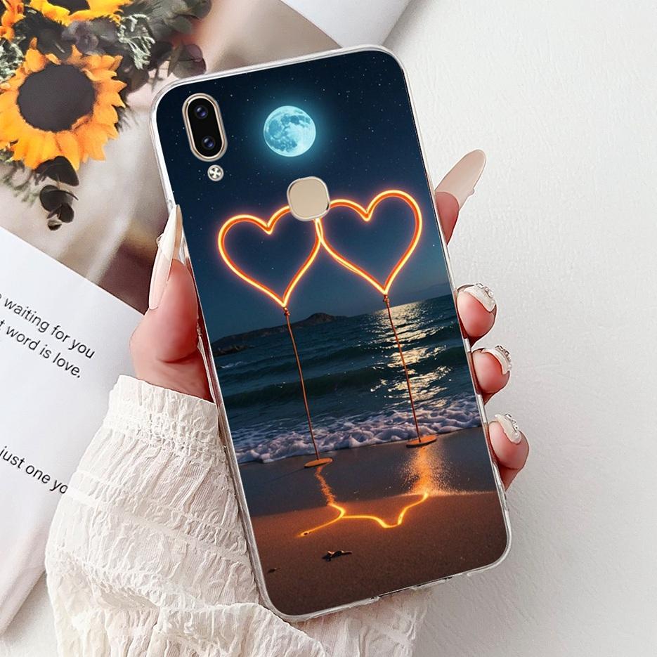 Für Vivo V9 Youth Hülle 1727 1726 Niedliche Liebesherz Bemalte Abdeckung Weiche Dünne Handyhülle Für Vivo Y85 Y89 V 9 Youth VivoV9 6GB Fundas