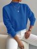 Women's Solid Color Loose Knit Sweater - Half-High Neck, Long Sleeve, Autumn/Winter Fashion.