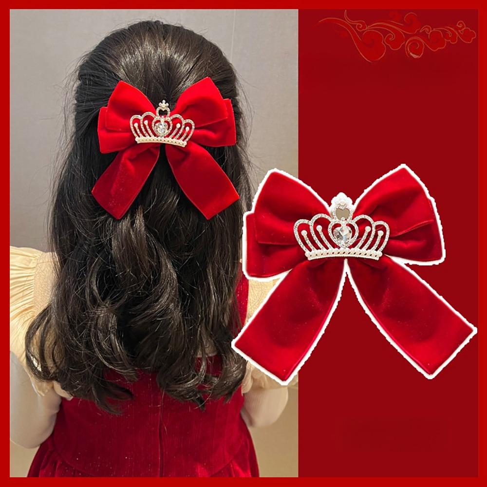 Headwear Red Bow Hair Clips Jewelry Tassels Pearl Barrettes Ribbon Hairpin  Hair Styling Accessory