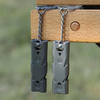 Gwizdek survivalowy z podwójną rurą, 150 dB, wysoki poziom decybeli, wytrzymały, ze stali nierdzewnej, przenośny, podróżny, mini, kempingowy, myśliwski, pieszy, na zewnątrz, gwizdek ratunkowy
