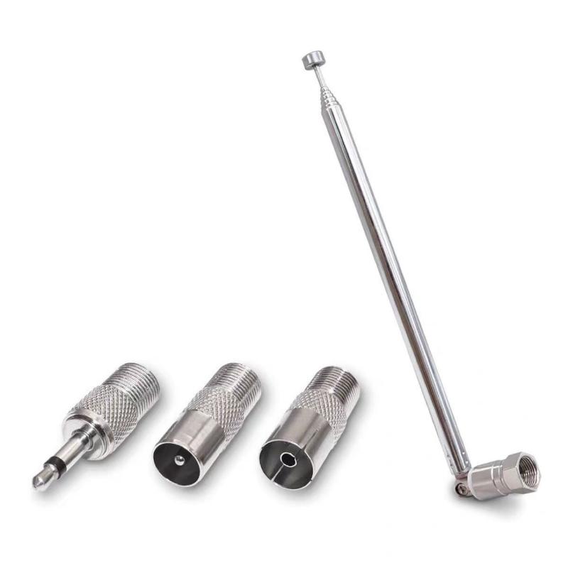 

4/5Pcs Av Stereo Receiver Amplifier Rod Antenna 3.5Mm Adapter Fm Radio Antenna Telescopic Screw F Type Male Plug Connector A1