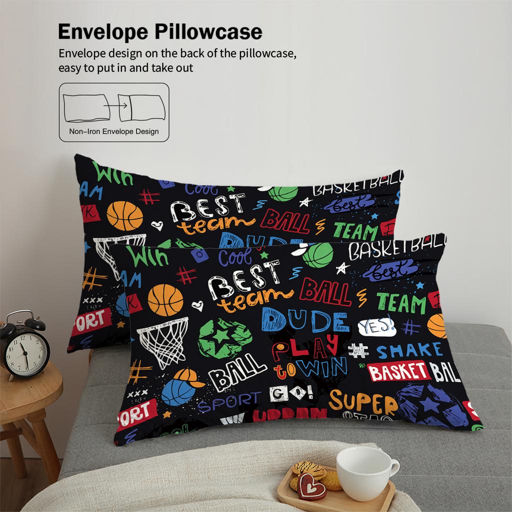 3-piece set, cartoon basketball pattern printed duvet set, queen, king, double bed, party  funny and creative bedding set