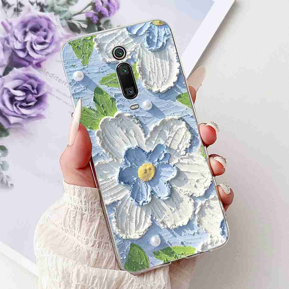 For Xiaomi Mi 9T M1903F10G Case Fashion Painting Soft Silicone TPU Cover For Xiaomi Mi 9T Mi9t 6.39" Flower Girl Phone Casing