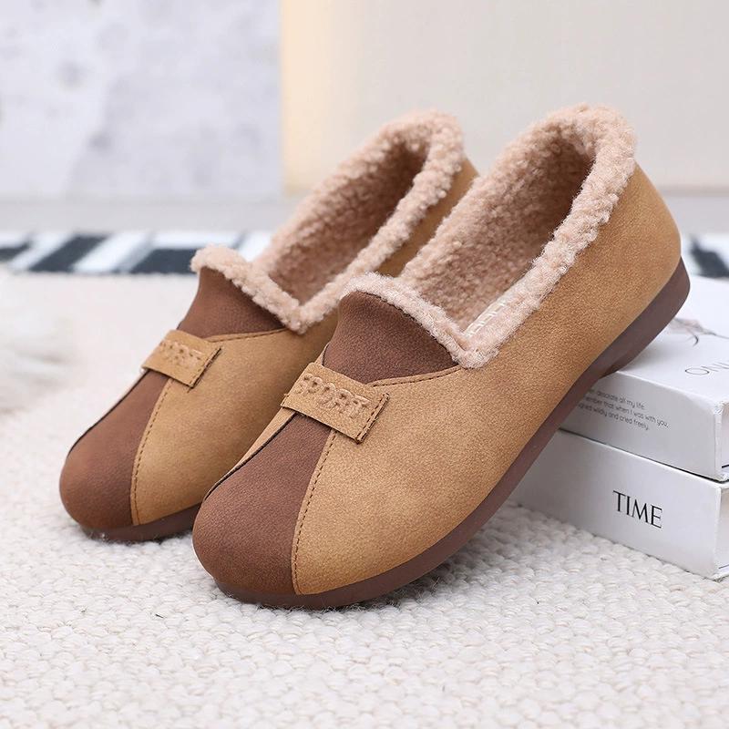 Fashionable Bean Shape Slip-On Casual Shoes with Fleece and Thickened Cotton