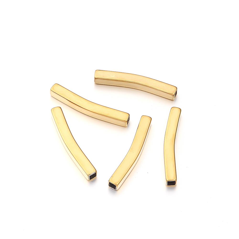 5-10pcs Square Stainless Steel Tube Spacer Beads Curved Tube Beads Loose Spacer Beads For Jewelry Making DIY Necklace Bracelets