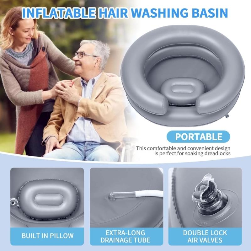 Inflatable Hair Washing Bowl For Bedridden People Portable Shampoo Tub With Wide Opening