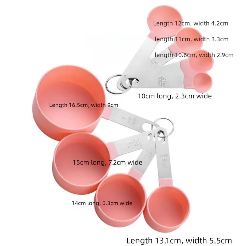 8Pcs/Sets Household Measuring Spoon,Measuring Cup Plastic Spoon Stainless Steel Handle Kitchen Measuring Cup Spoon Baking Tool