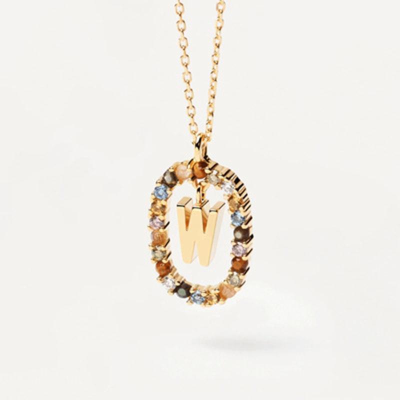 New 925 Sterling Silver Gold Letters A - Z Initial Necklace Zirconia Letter Pendant Long Chain Say My Name Fine Jewelry