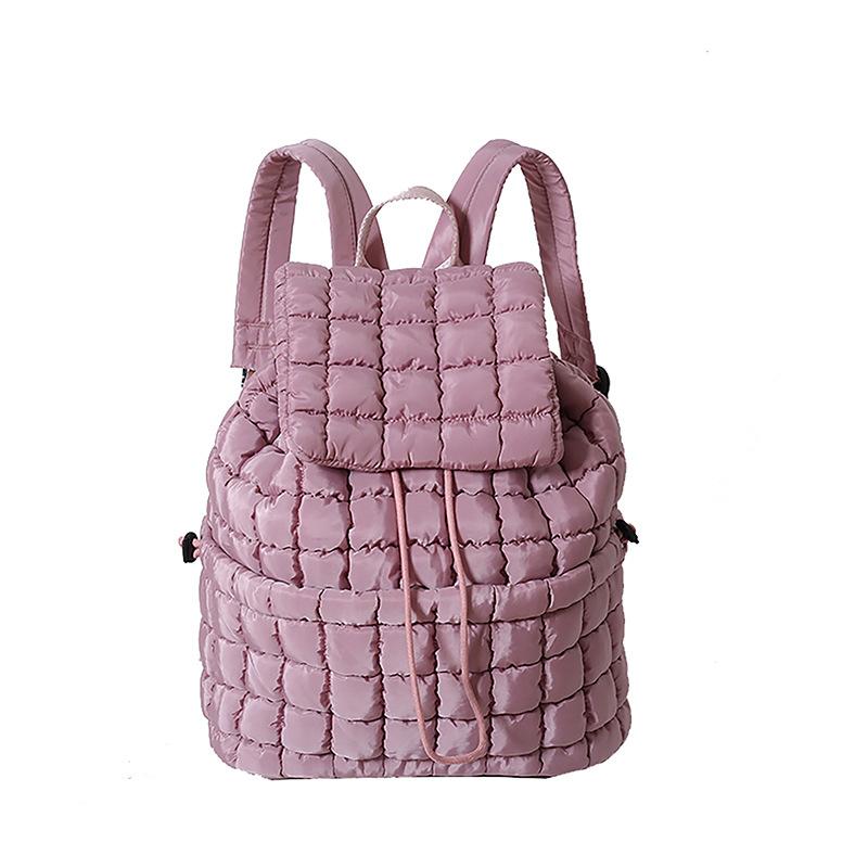 Schoolbag Down backpack Women's new cotton bag Fashion pleated cloud bag Commuter travel Large capacity backpack