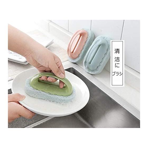 Kitchen Sponge Bathtub Brush Sponge Cleaning Brush Antibacterial with Handle Kitchen Bath Cleaner Bath Sponge Bath Sponge Cleaning Goods (Green)