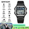 SANDA Men's Multifunctional Steel Band Sports Watch - Waterproof, Luminous Chronograph