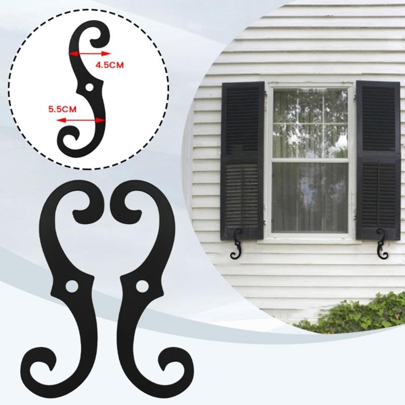 2Pcs Cast Iron Shutter Fasteners Easy Installation Hardware for Exterior Window Protective and Stability
