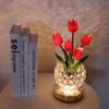 USB Charge Tulip Crystal Flower Lamps 3 Color Night Lamp Unique Flower Light  Bedroom