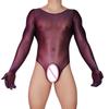 Sexy Men High Cut Bodysuit U Bulge Pouch Elastic Finger Gloves Tights Sheer See Through Shapping Maid Leotard One Pieces Thong