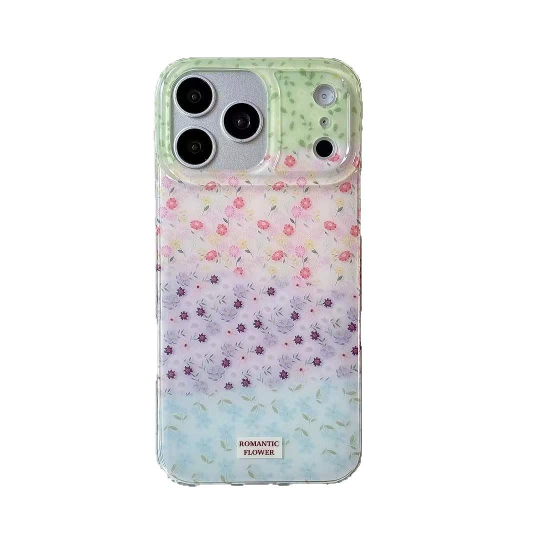 

Korean Style Heart & Floral Color Block Phone Case for iPhone 14/15PM/16/17ProMax iPhone 14