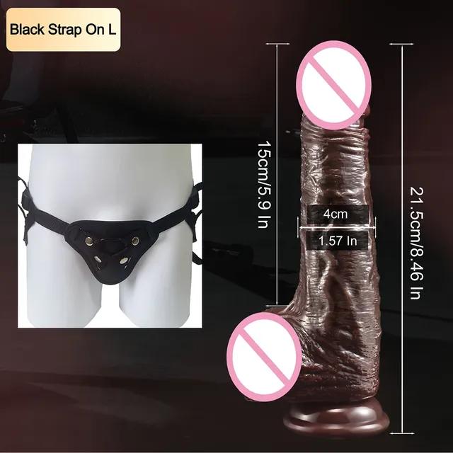 Umschnalldildos für Frauen, realistische Haut, gleitende Vorhaut, Hoden, Dildo für Anal, großer Penis, Sexspielzeug, Penis