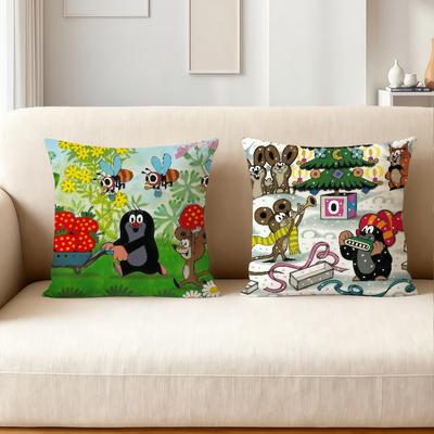 Cute The Little Mole Art Pillow Case Applicable Space For Guest Rooms Interiors Cars Office House Decoration
