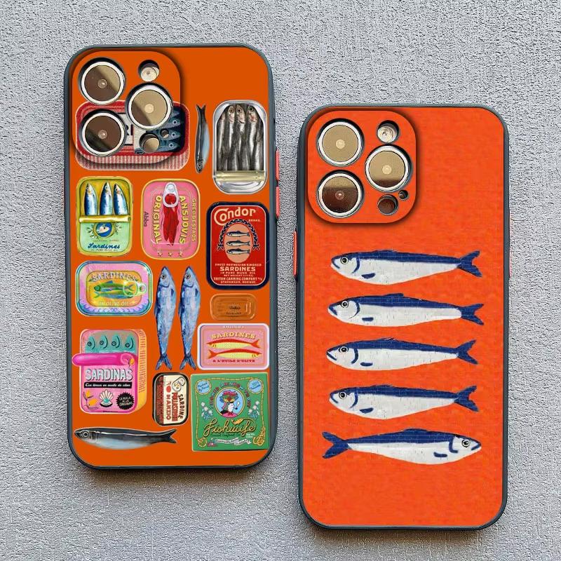 Sardines Fish Art Phone Case For iPhone 17 Pro Max 16 Plus 15 14 13 Mini 12 11 XS XR 17Air Shockproof Cover