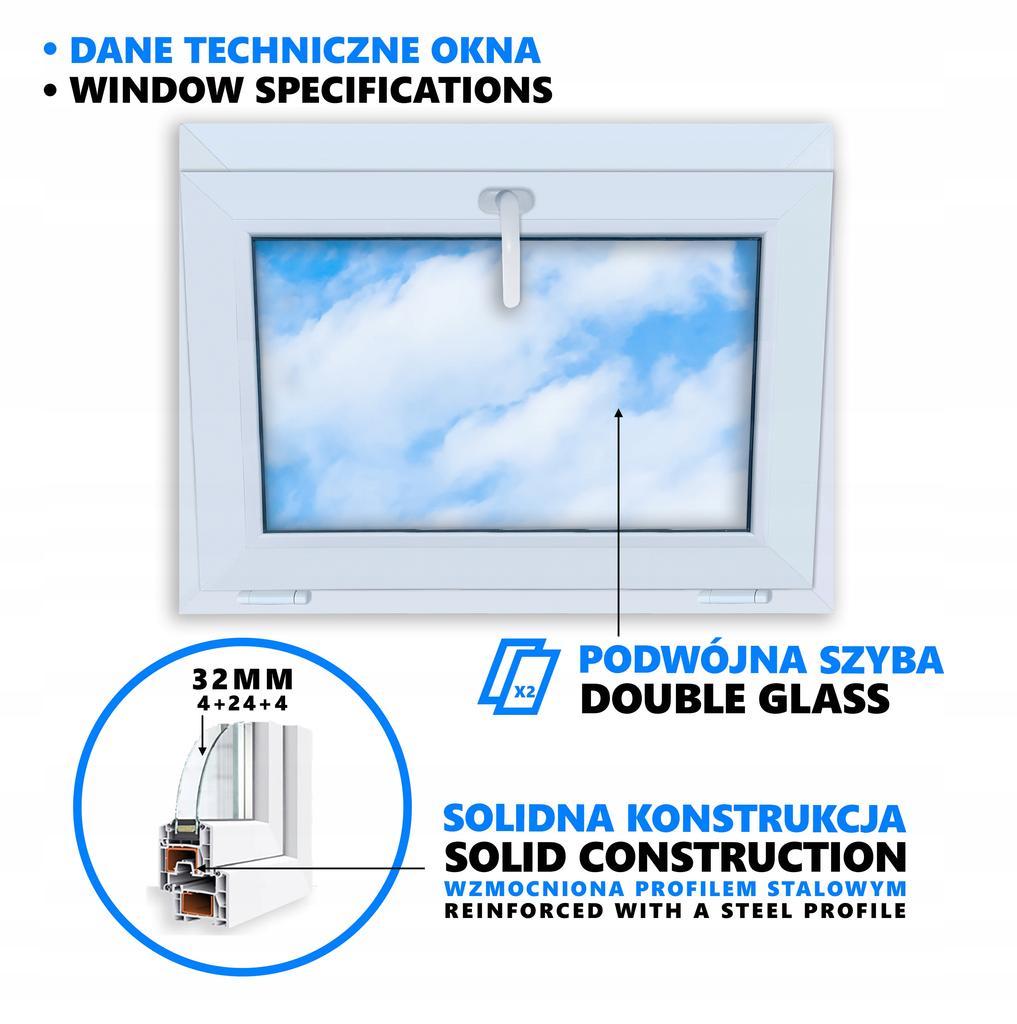 Fenster Golden Eiche PVC Kippbar 80x60cm, Neu 800x600 mm Zweifachverglasung Kippbar