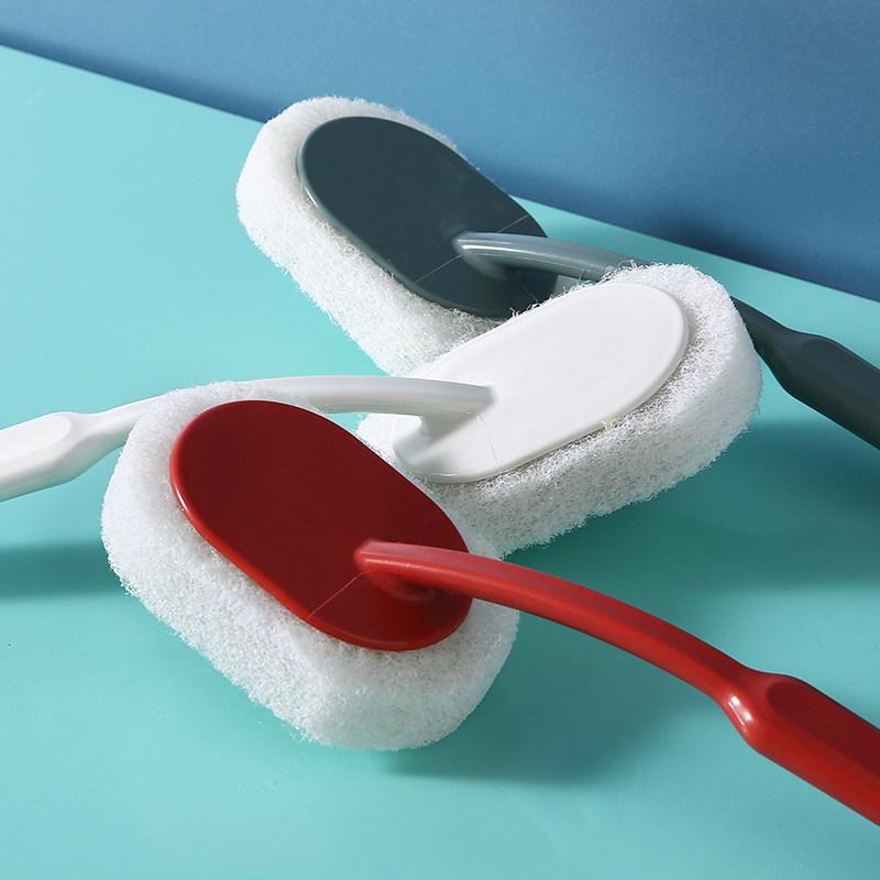 Long Handle Sponge Scrubber for Bathroom, Thickened Scouring Pad Brush for Bathtubs, Floors, and Tile Stain Removal