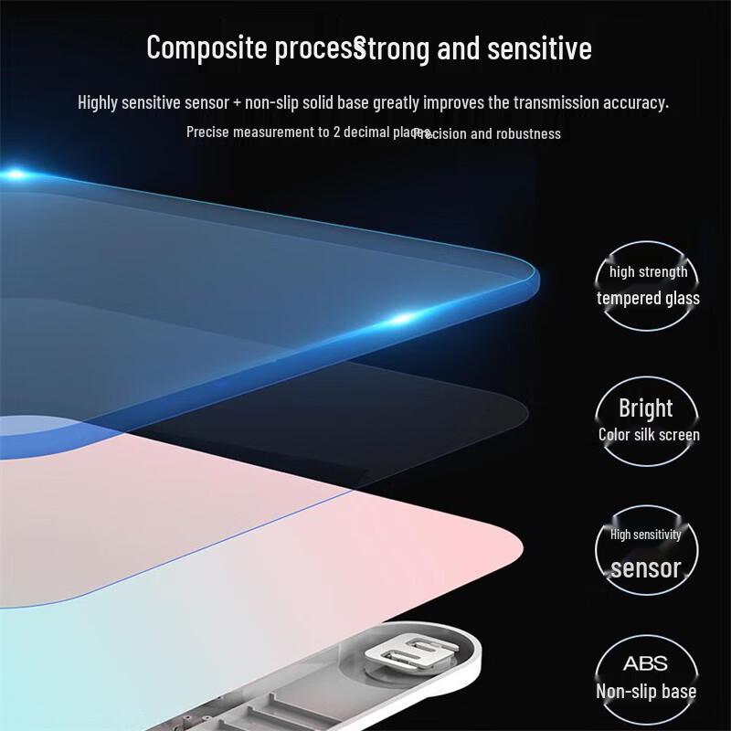 JINMIAO Accurate USB Charging Digital Body Weight Scale with Hidden LCD Display