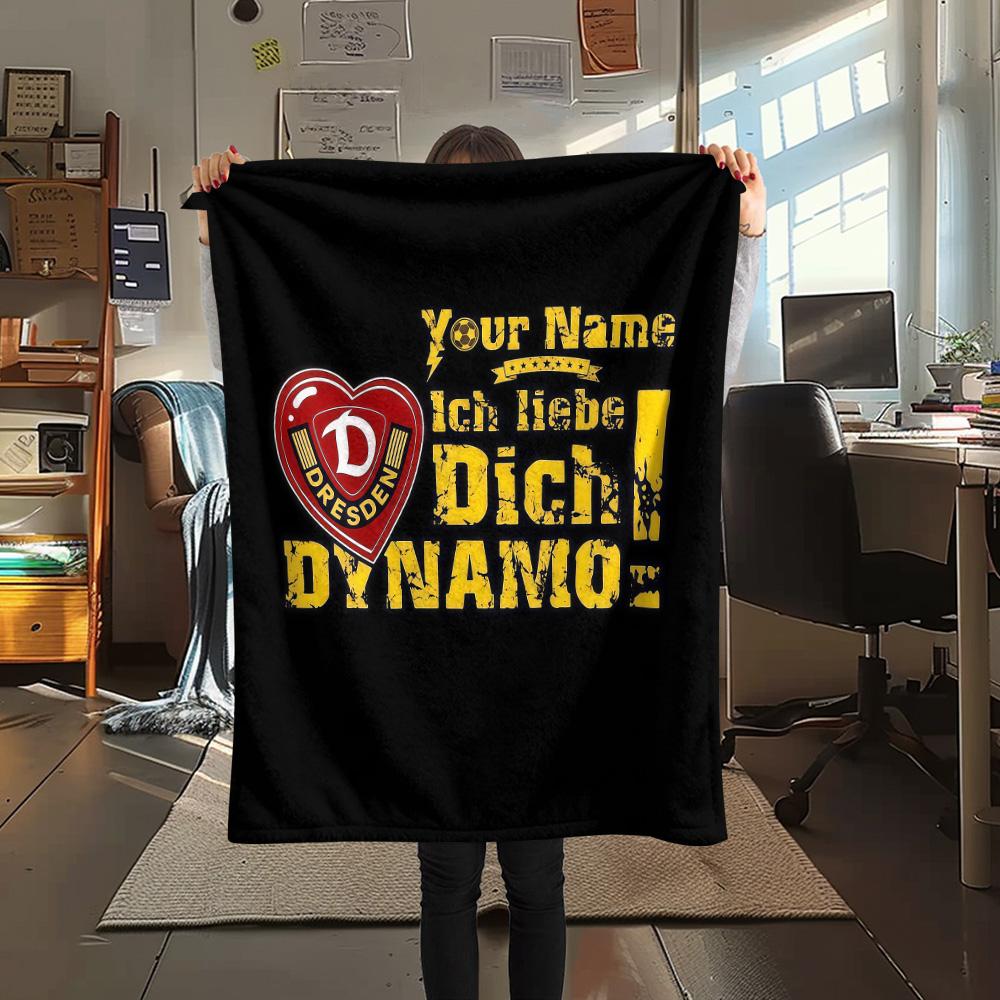 1 Stück Dynamo Dresden Benutzerdefinierter Name Gemustert Flanell Decke Geeignet Für Alle Jahreszeiten Für Heimdekoration Wärme Und Komfort Geschenke Feiertagsgeschenk