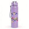 1PC Christmas Light String Colorful Print 750ml Color Plastic Sports Water Bottle Leakproof Flip Straw Lid Suitable for Sports Office Home Use