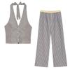 ZA Women's Summer 2025 Retro Striped Halter Neck Vest and Straight Leg Pants Set