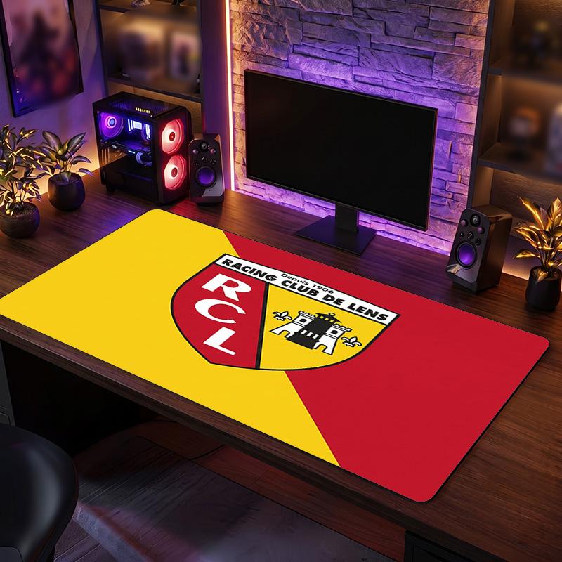 Lens FC Theme Pattern Mouse Pad, Soccer Logo Design XXL Gaming Desk Mat Non-Slip Computer Mouse Pad