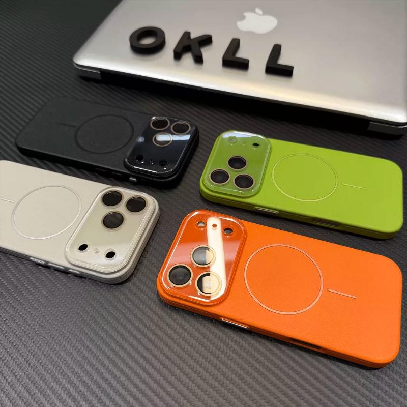 iPhone 17 Lychee Texture Magnetic Ring Case & Apple 16 Crystal Lens Protective Cover