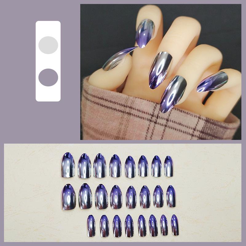 Duetové iridescentní lesklé odnímatelné laserové zrcadlové tipy umělých nehtů