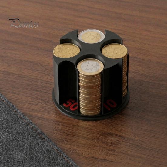 Cylindrical Coin Dispenser 3D Printed Universal Holder, Large Capacity Holder for Car, Portable Car Individual Slot Keeper Change Rotating Organizer,