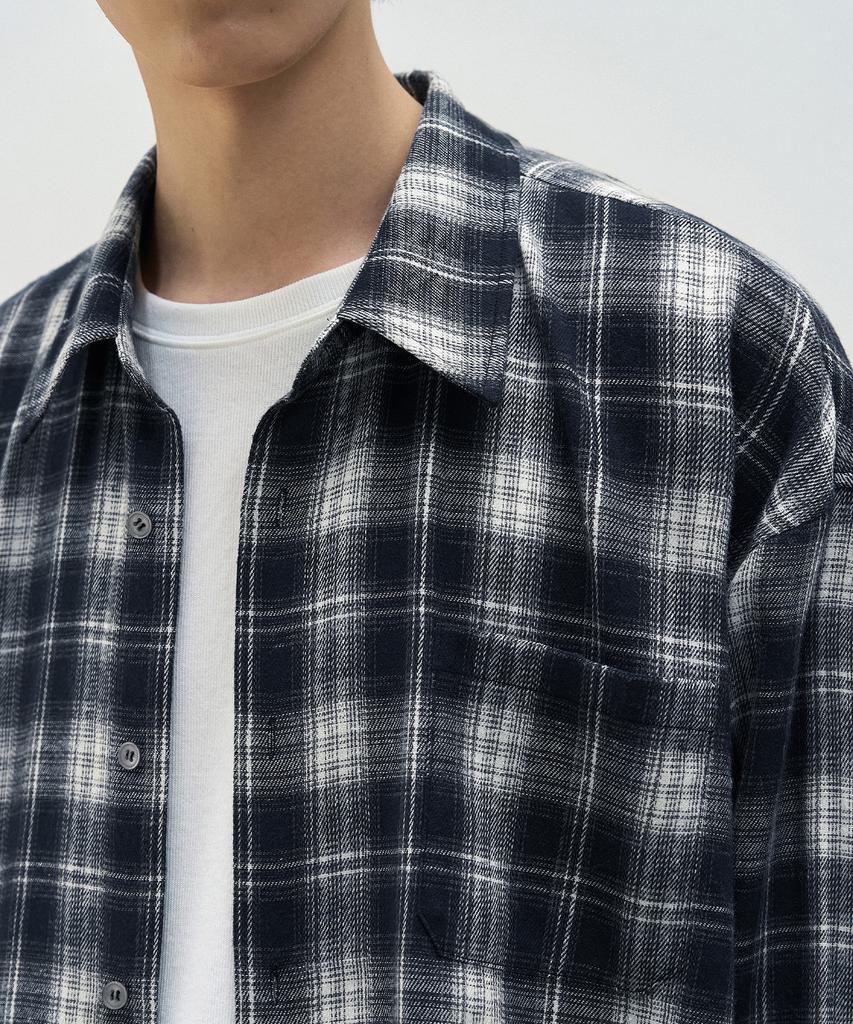 DRAW FIT Evan Ombre Check Shirt [Navy]