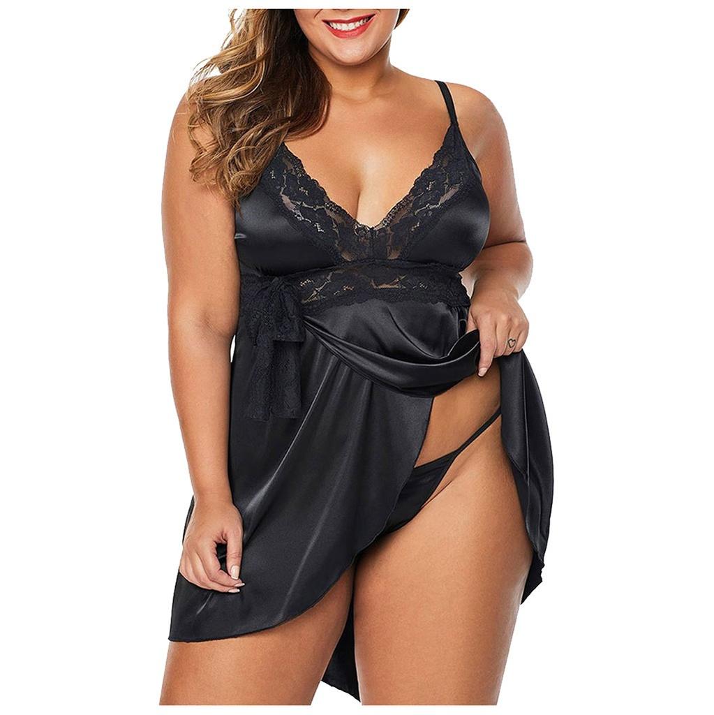 Women Lingerie Lace Underwire Racy Muslin Sleepwear Underwear Nightdress+Briefs