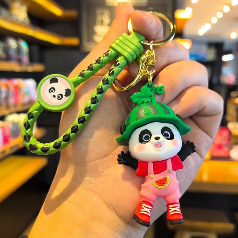 

Spring Outing Panda Keychain Cute Cartoon Figurine Car Kawaii Cute Personalized Gifts Keychain Student Backpack Couple Small