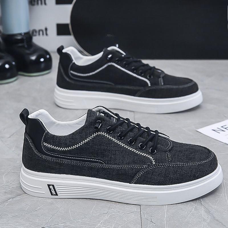 Fashion Canvas Male Shoe Black With Laces Spring Autumn Sneakers Young Students Hiking Retro Comfortable Work Adults Men's Casual Shoes