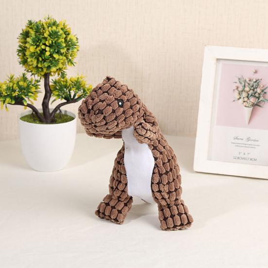 Plush Dinosaur Dog Chew Toy Squeaky Stuffed Tyrannosaurus Rex Boredom Reduction Dog Teething Interactive Dino Plushie Toy Pet Supplies