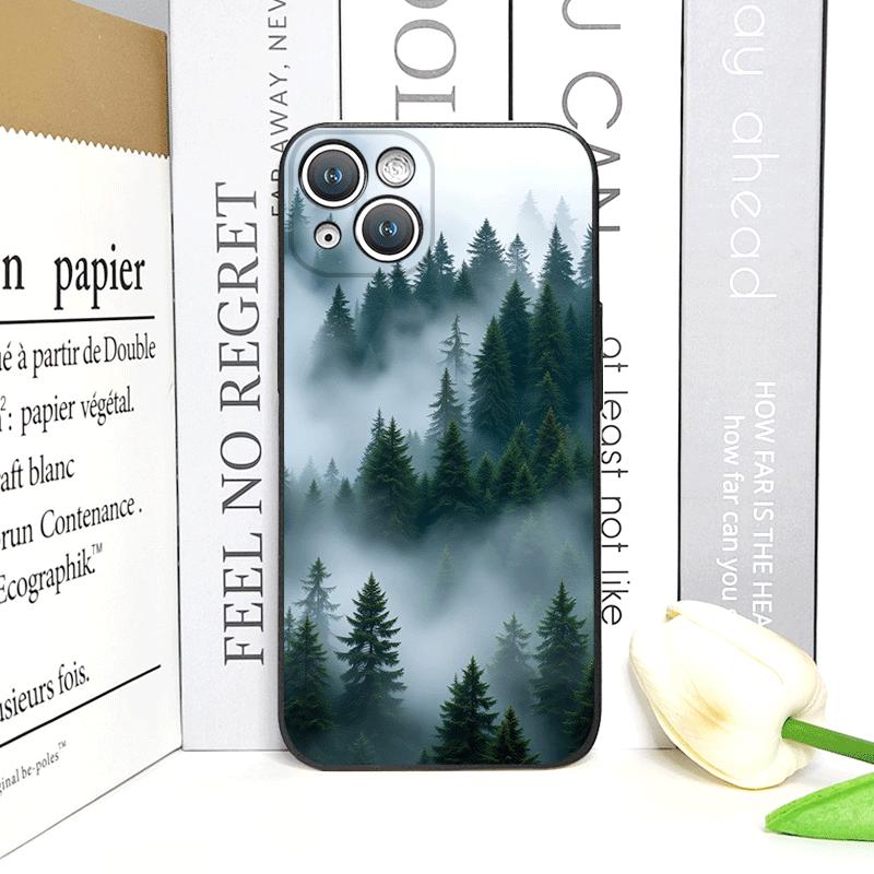 Vintage Green Forest Landscape Pattern Phone Case for iPhone 17 16 12 11 14 13 15 Pro Max Mini X XS MAX XR 7 8 14Plus Soft Cover