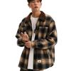 Giacca Camicia a Maniche Lunghe Plaid in Flanella di Agnello Unisex Autunno-Inverno - Fresca Vestibilità Larga Giapponese