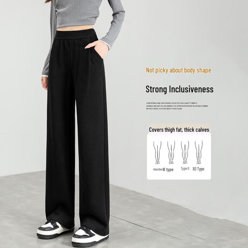 Women's Velvet Pleated Wide-Leg Casual Pants