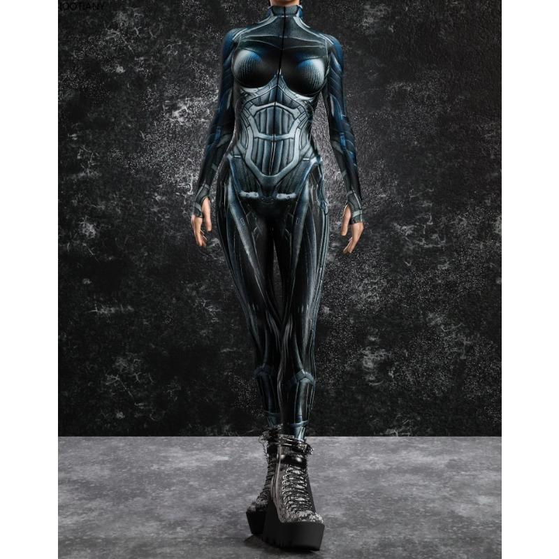 Ny Halloween Mekanisk Rustning Jumpsuit Cyberpunk Rustning Kriger Cosplay Kattedrakt 3d-trykk Voksen Zentai-drakt Karnevalsparty Sett