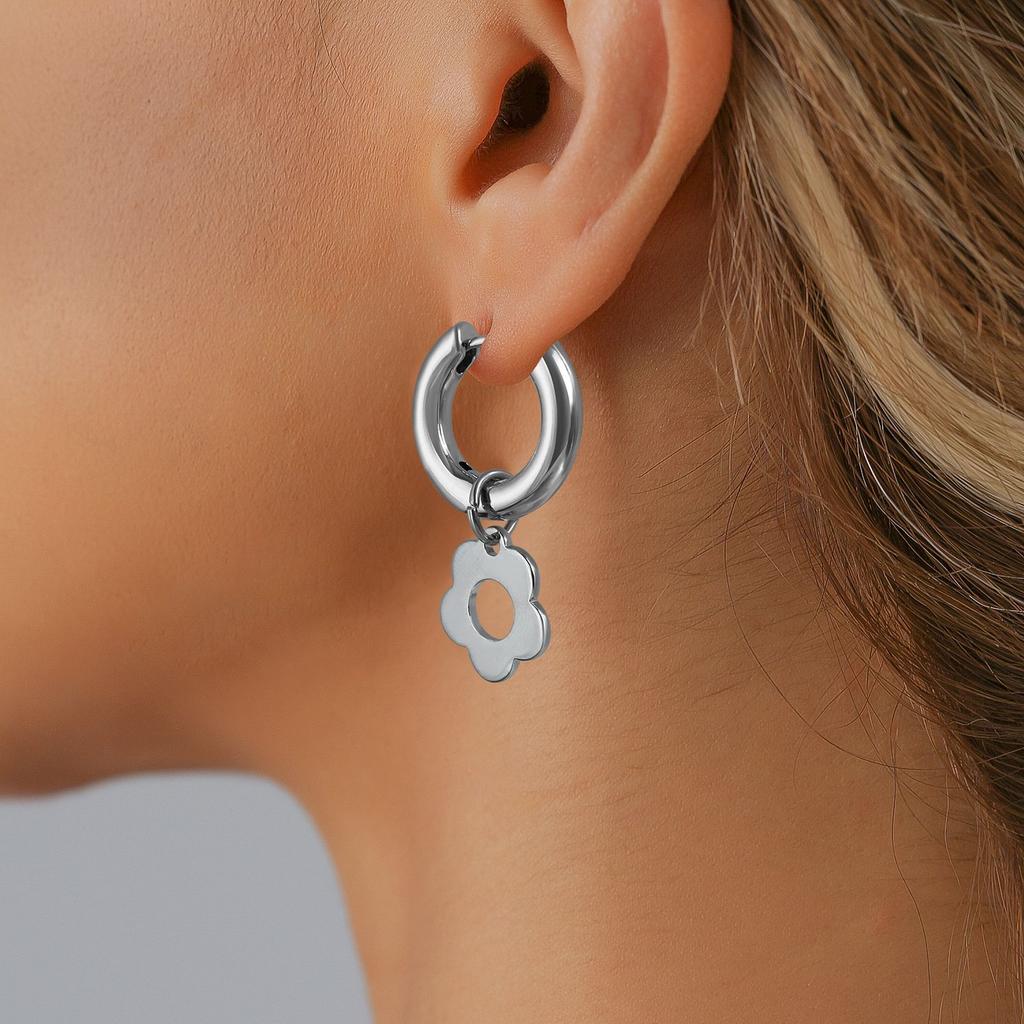 1 Pair Earrings Sweet Cool Fashion Asymmetrical Festival Gifts Flower Daily Wear For Women Personality Ear Buckles Heart-shaped Jewelry